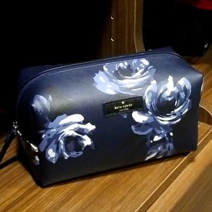New Kate Spade cosmetics bag navy blue floral